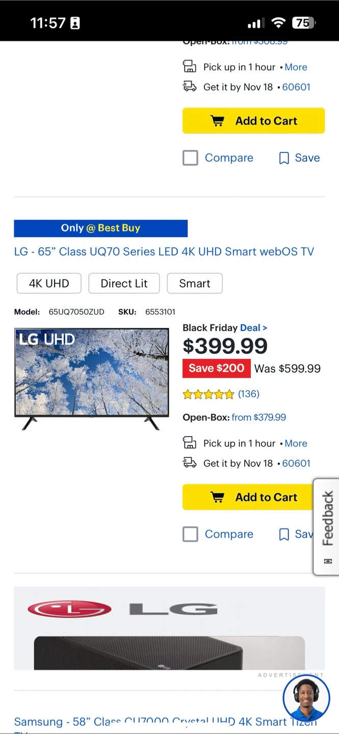 LG 65" Class UQ70 Series LED 4K UHD Smart webOS TV - photo 2