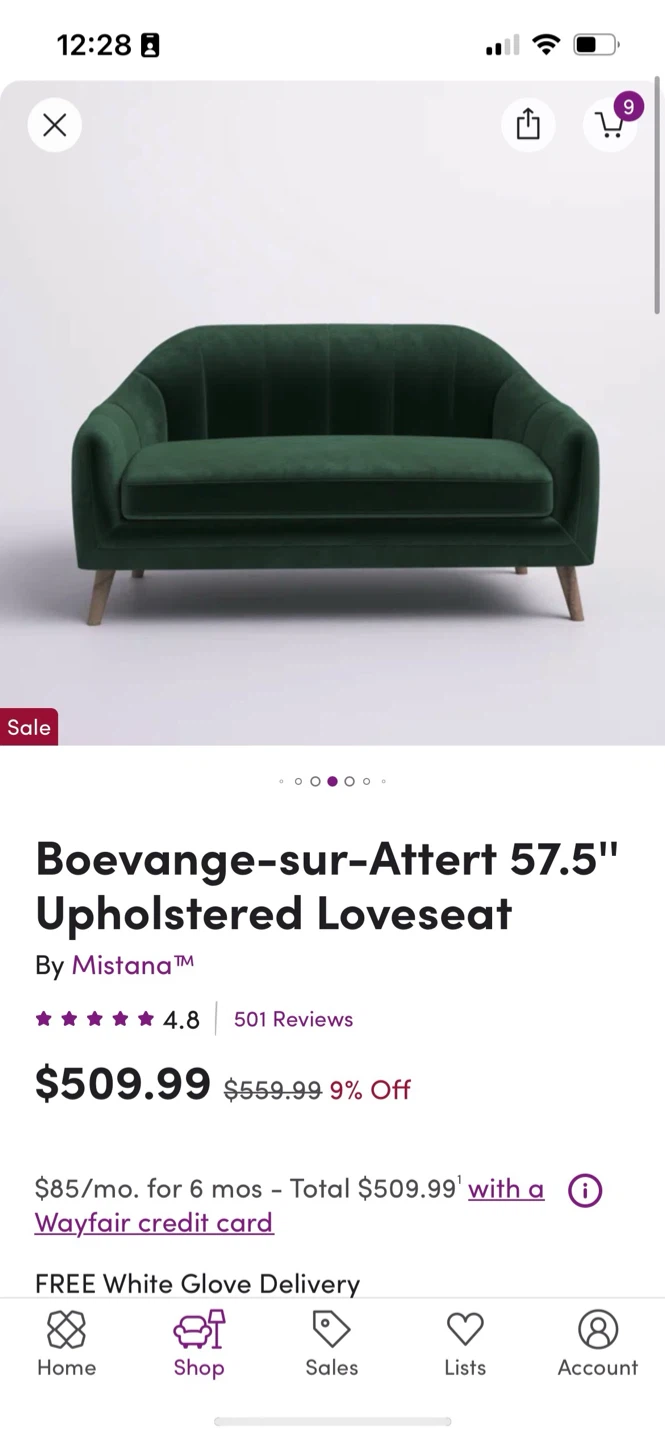 57.5" Upholstered Loveseat - photo 2