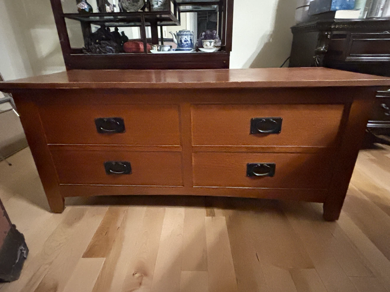 Wooden Table with open lid on top - photo 2