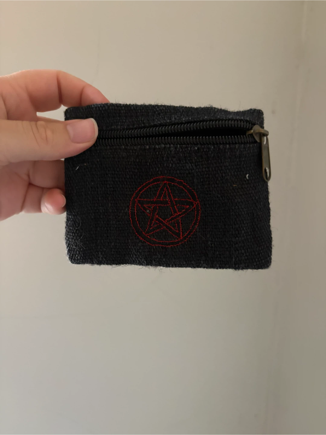 Black coin pouch with pentagram