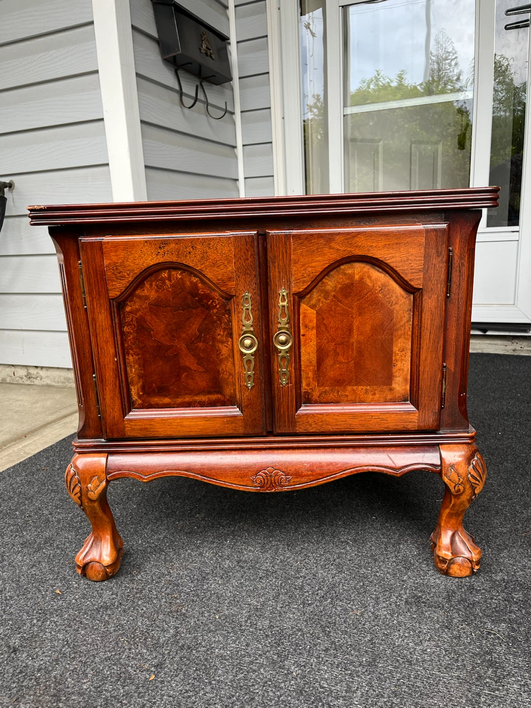 Vintage Wooden Side Table with Cabinet