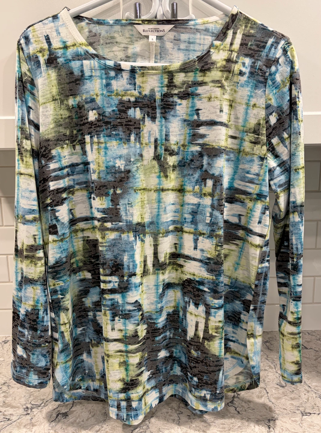 Women’s Northern Reflections Abstract Watercolor Long Sleeve Top