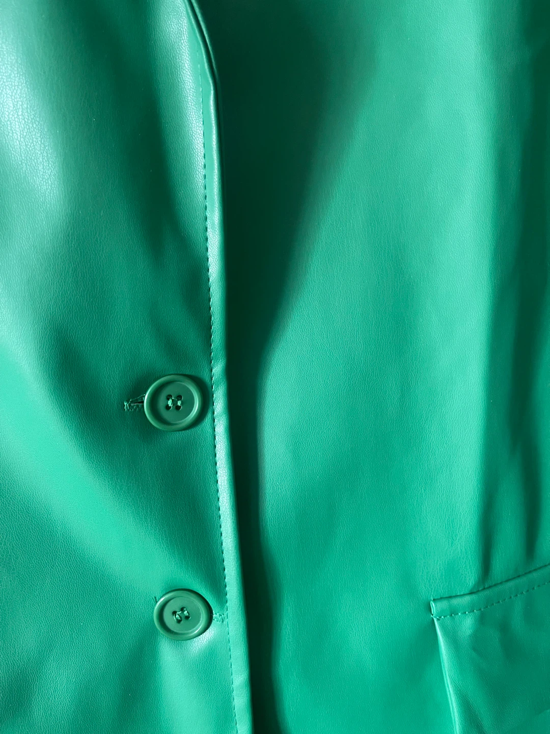 New Bright Paris Green Faux Ecco Leather Blazer - Size M - photo 2