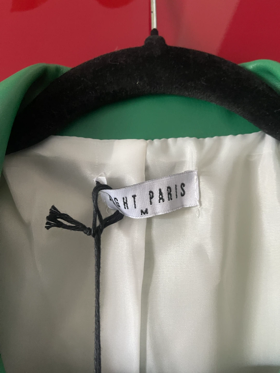 New Bright Paris Green Faux Ecco Leather Blazer - Size M - photo 3