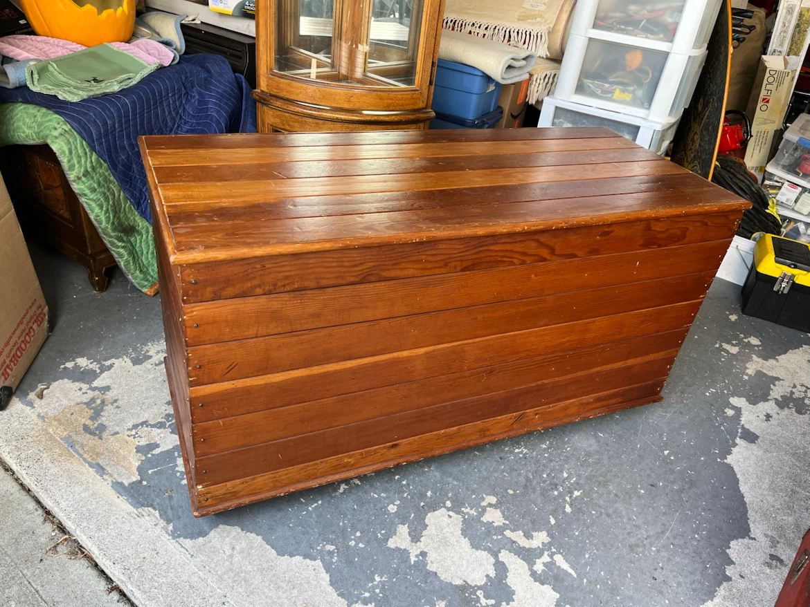 Vintage cedar Wooden Storage Chest Trunk