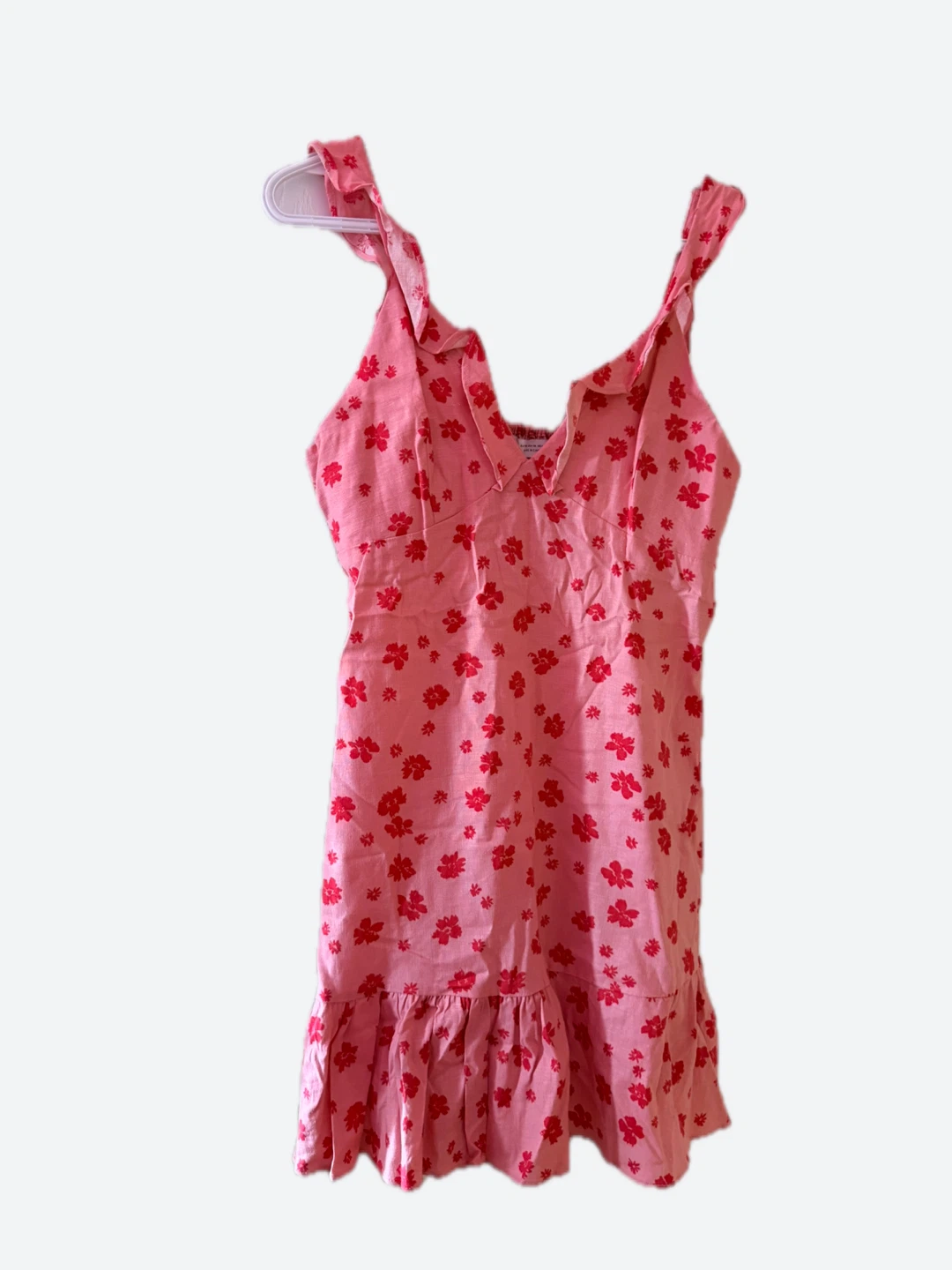 Zara Pink Floral Ruffle Mini Dress - Size Medium
