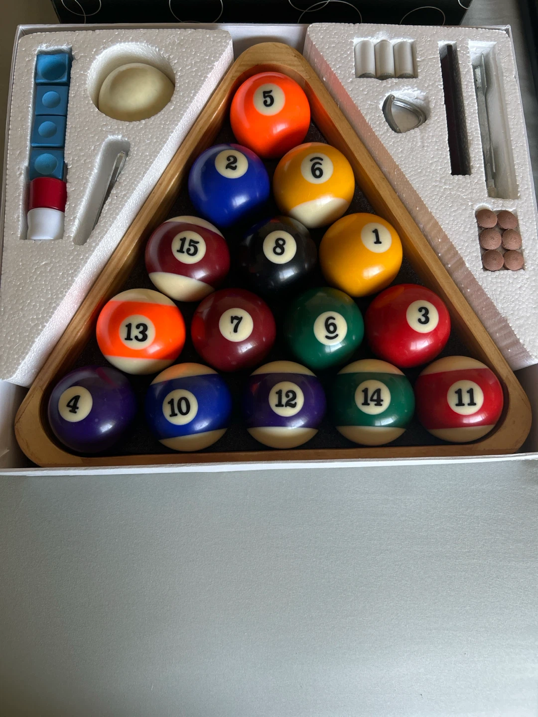 Billiard Ball Set with Cues and Rack