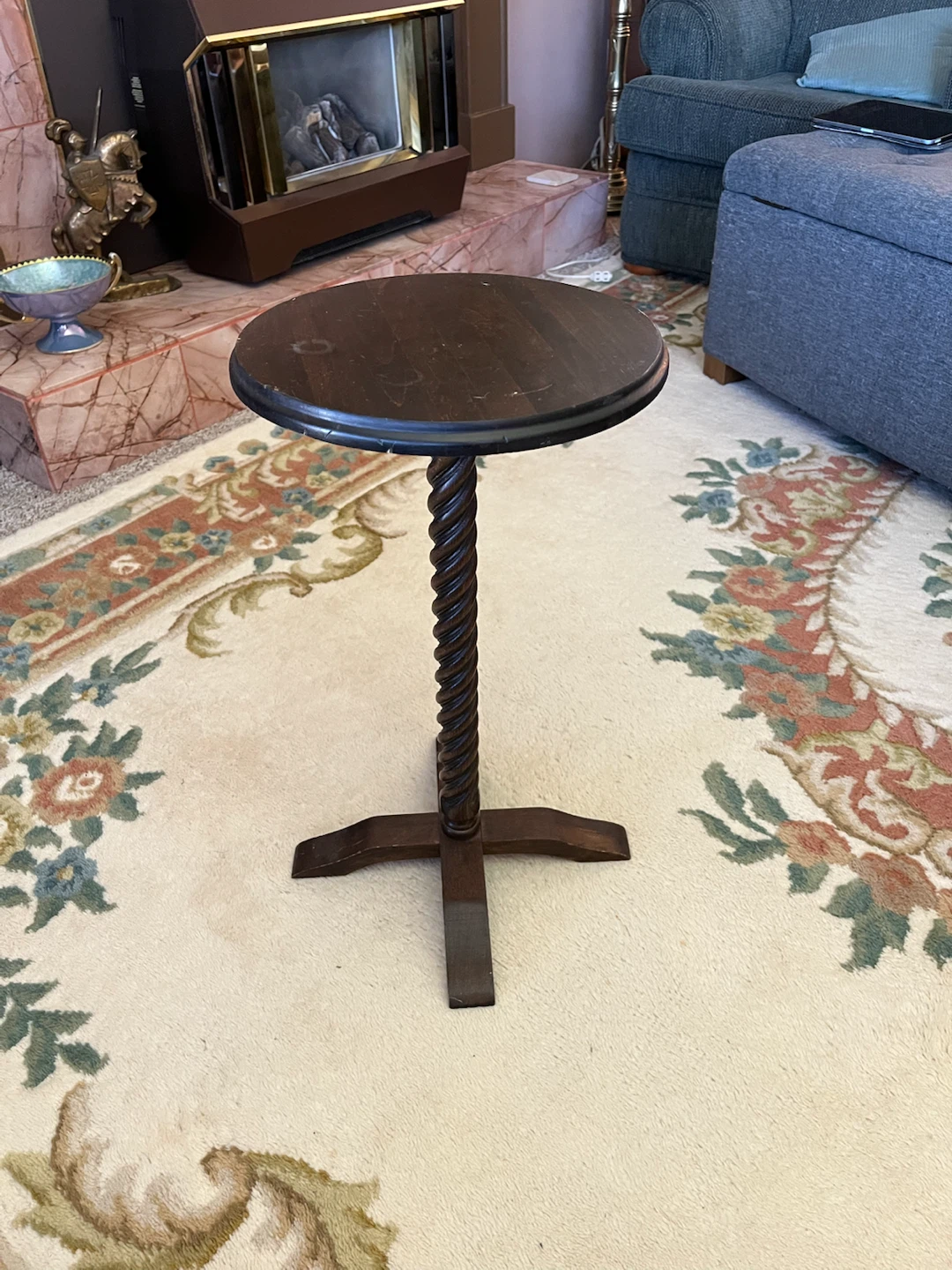 Antique Wooden barley twist Pedestal Side Table