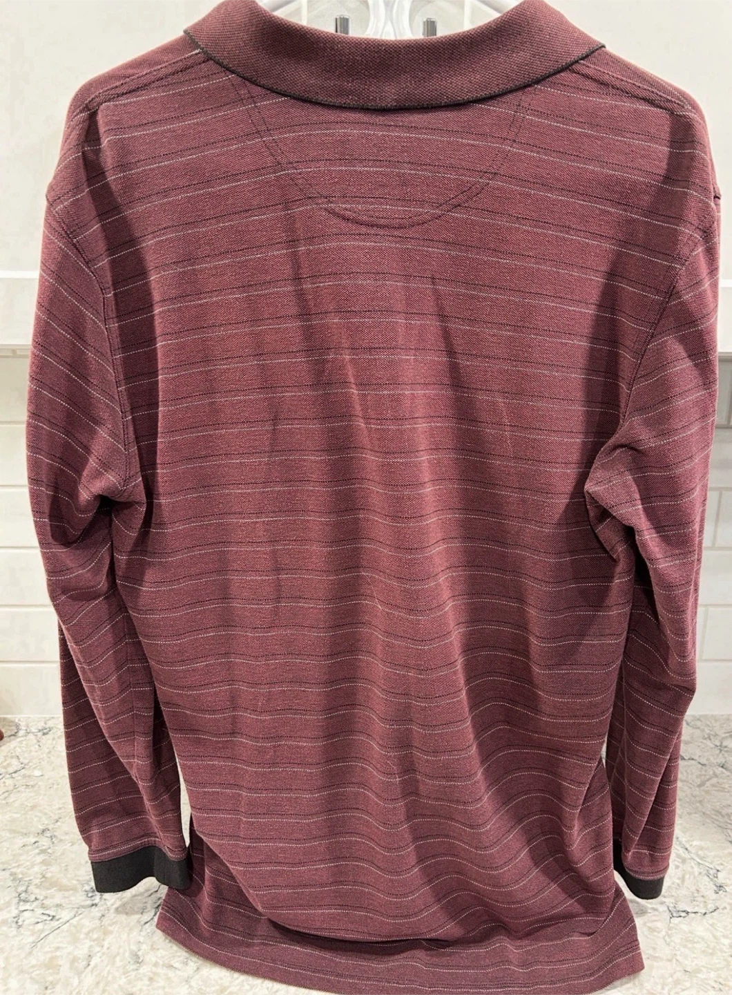 Men’s Van Heusen Long Sleeve Striped Polo Shirt (Size M) - photo 2