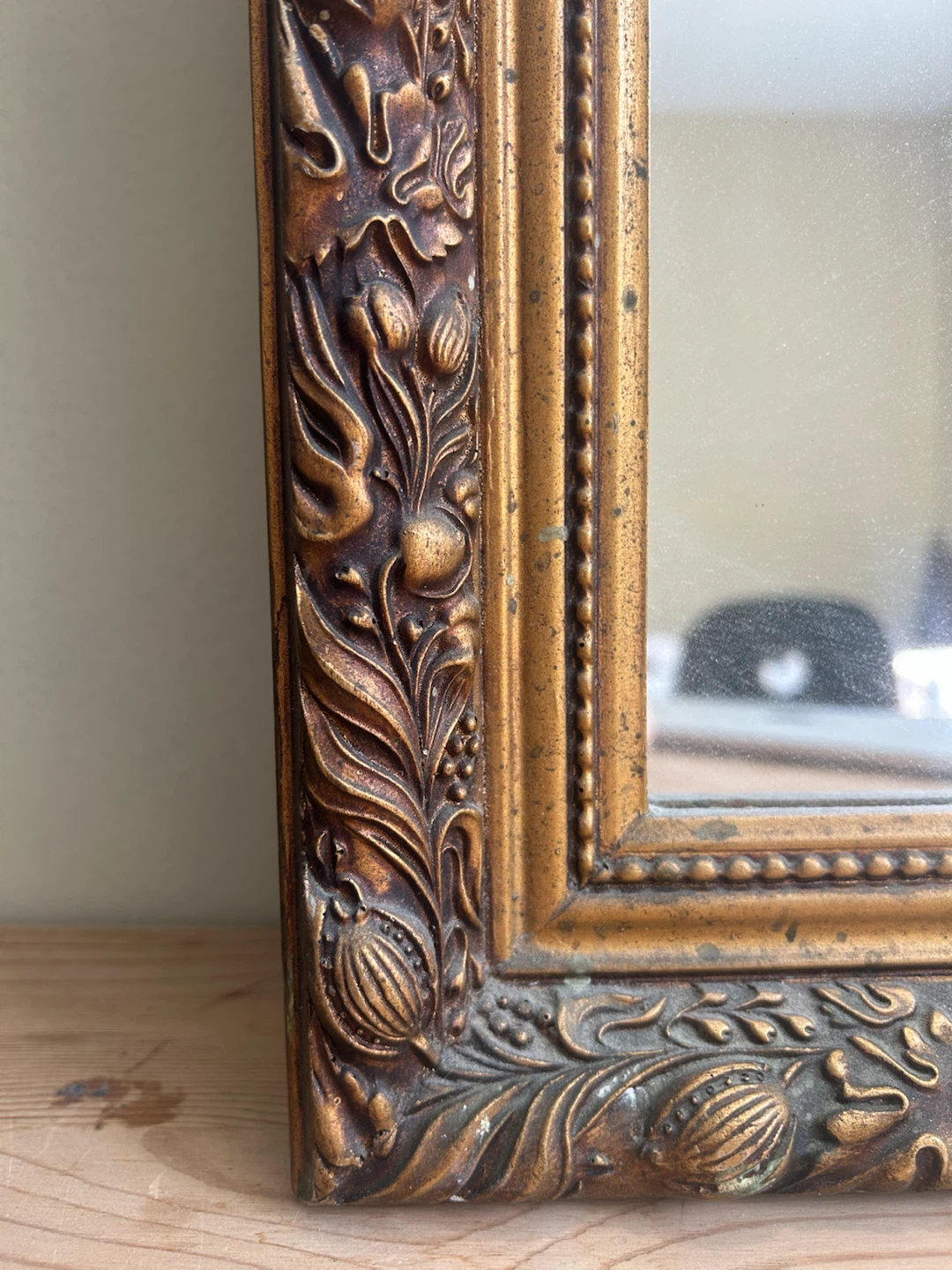 Large Vintage Mirror with Decorated Wooden Frame - photo 2