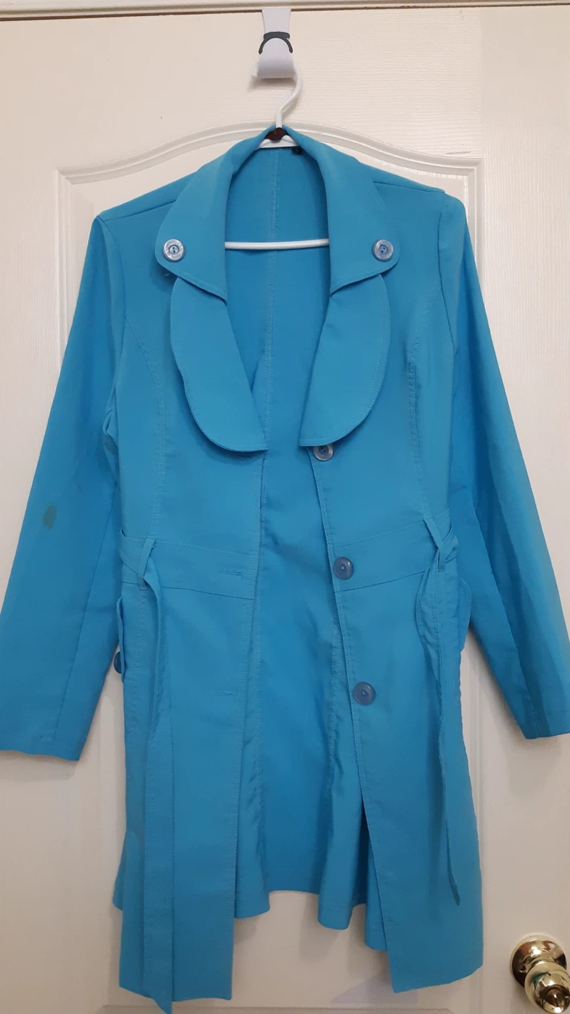 Women's Bright Blue Lightweight Trench Coat / Jacket - Womens L - photo 2