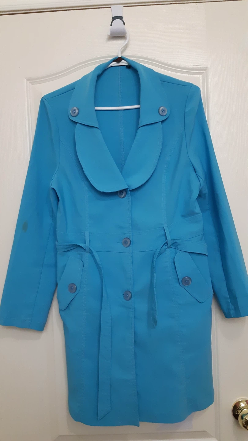 Women's Bright Blue Lightweight Trench Coat / Jacket - Womens L