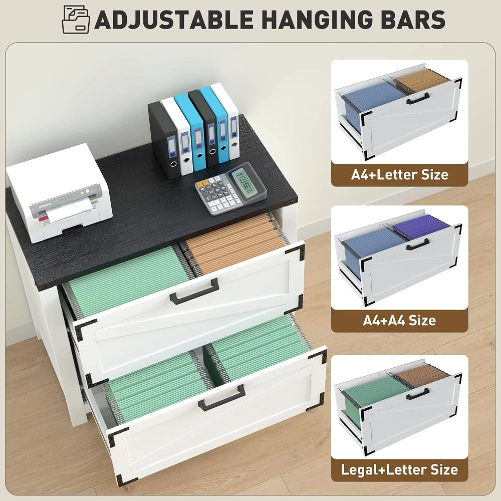 2 Drawer File Cabinet, Farmhouse Lateral Filing Cabinet - photo 4