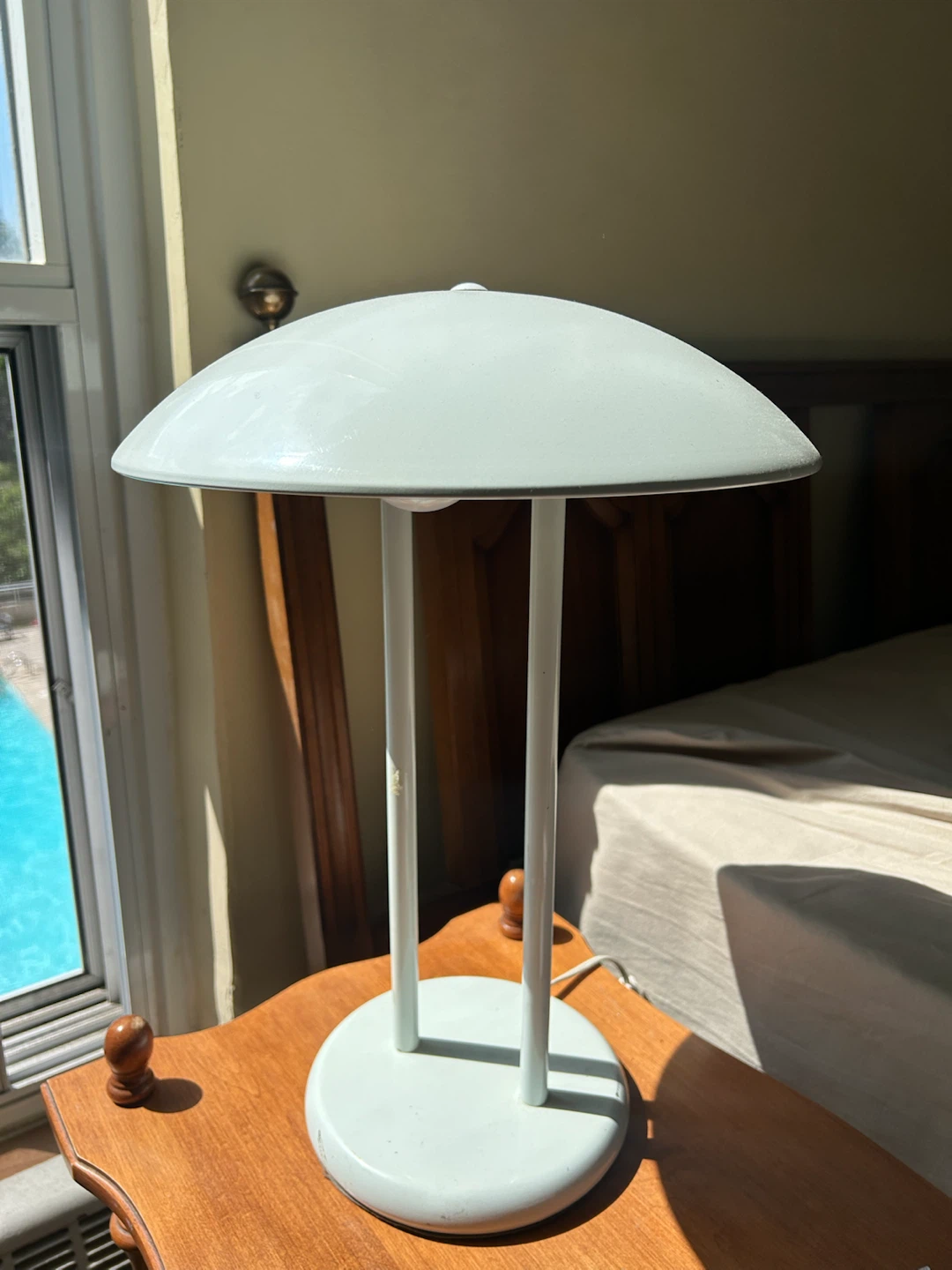 Vintage White Metal Mushroom Lamp