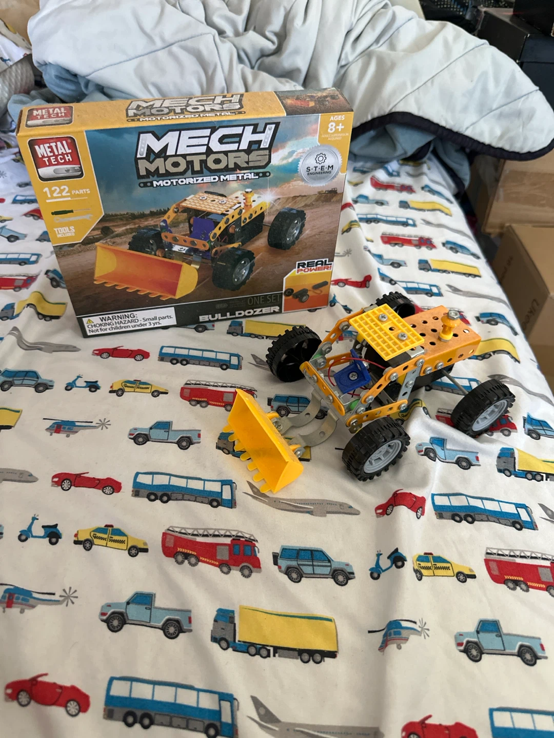 Metal Tech Mech Motors Motorized Metal Bulldozer Building Set
