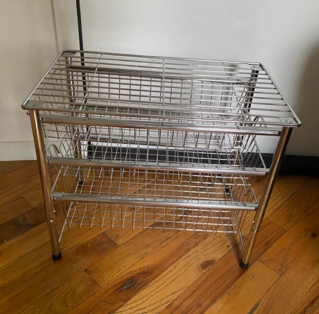 Stackable 3 3Tier Sliding Basket Organizer Drawer, Chrome