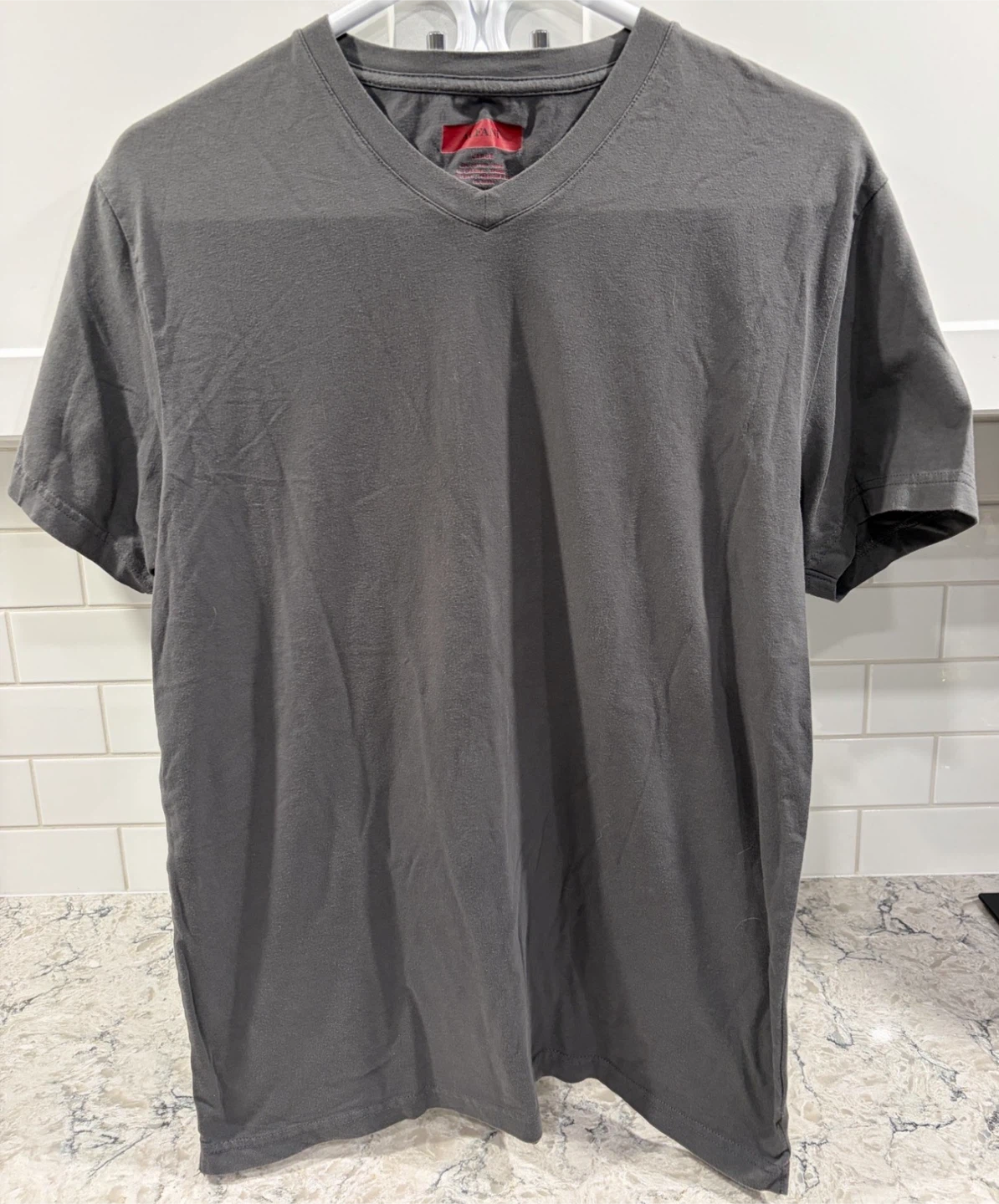 Men’s Charcoal Grey Alfani V-Neck Stretch Cotton Casual T-Shirt