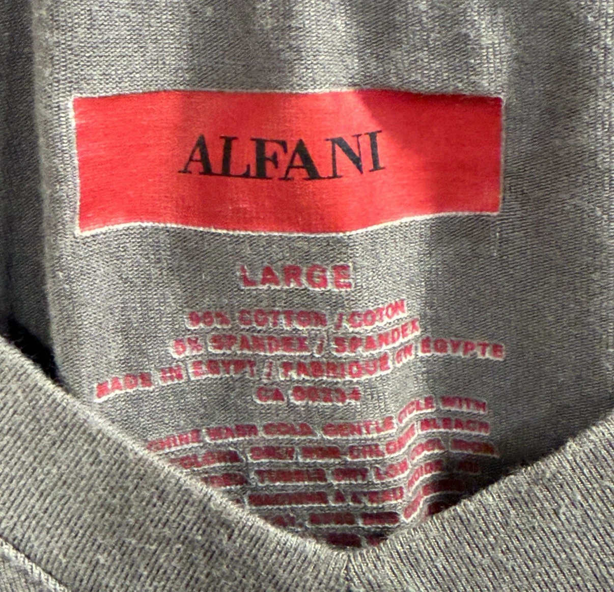 Men’s Charcoal Grey Alfani V-Neck Stretch Cotton Casual T-Shirt - photo 2