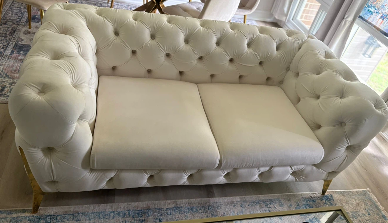 Cream Tufted Chesterfield Loveseat Sofa