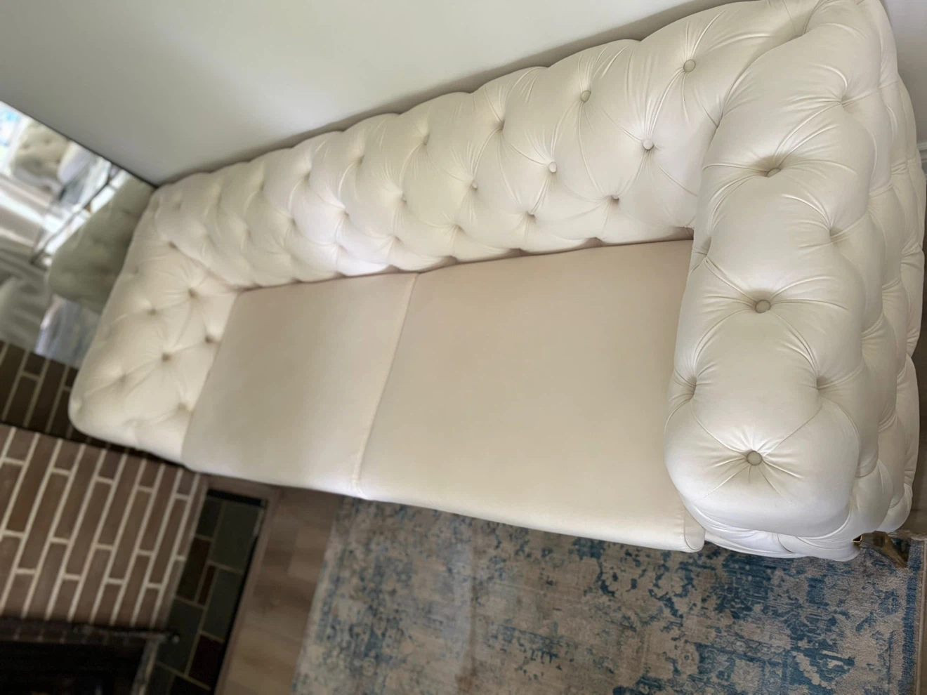 Cream Tufted Chesterfield Loveseat Sofa - photo 2