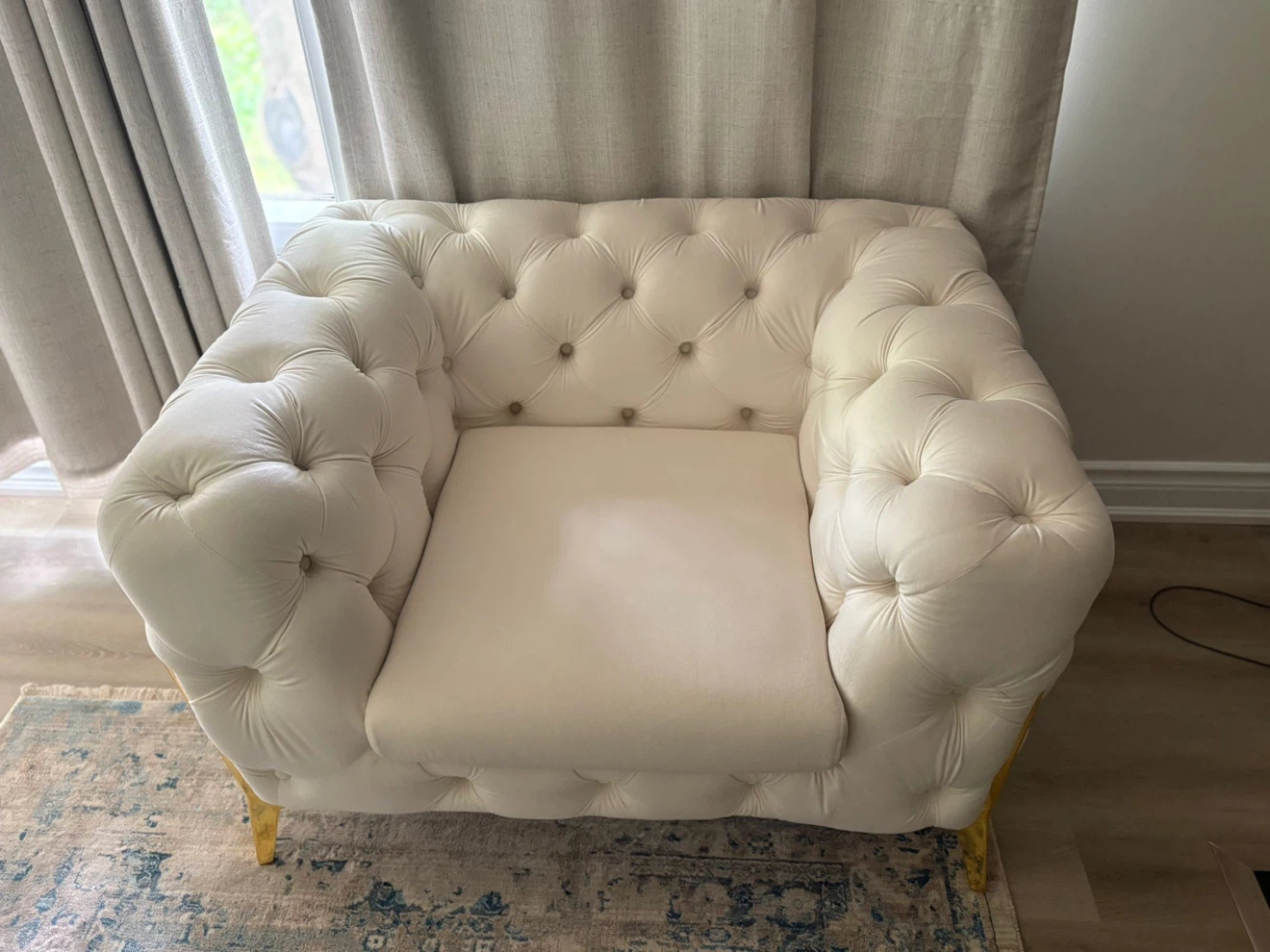 Cream Tufted Chesterfield Loveseat Sofa - photo 3