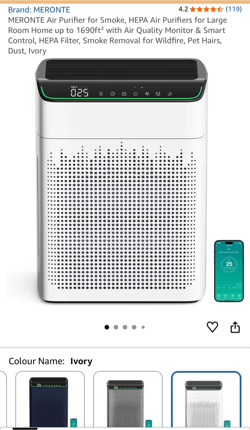 MERONTE Air Purifier - Ivory - photo 2