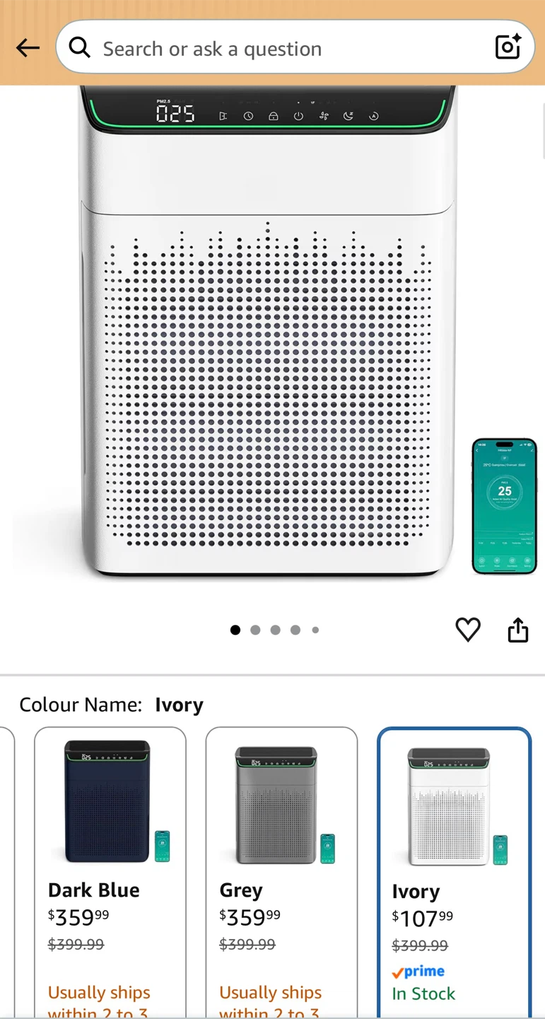 MERONTE Air Purifier - Ivory - photo 3