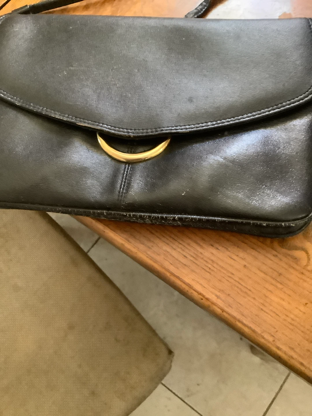 Black Leather Clutch Purse