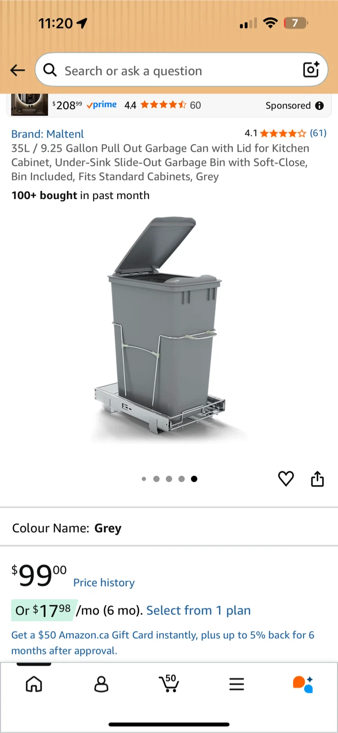 35L Pull Out Garbage Can with Lid