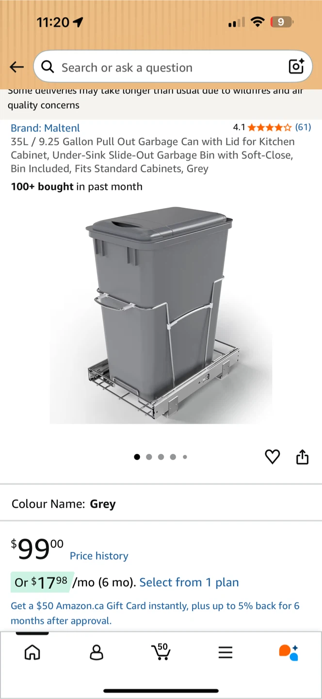 35L Pull Out Garbage Can with Lid - photo 2