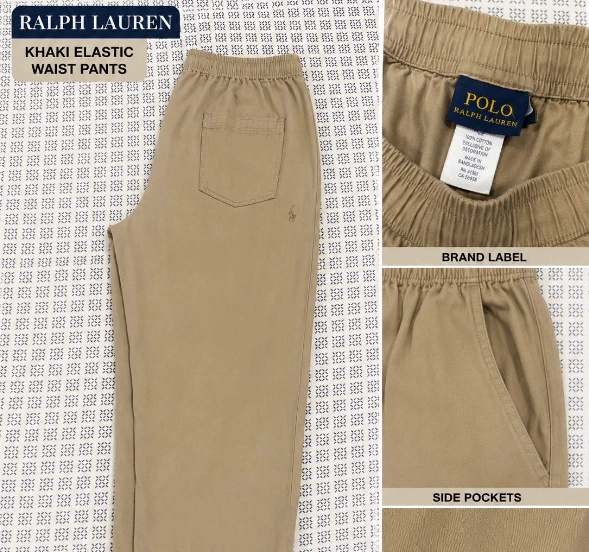 Ralph Lauren Khaki Elastic Waist Pants - photo 2