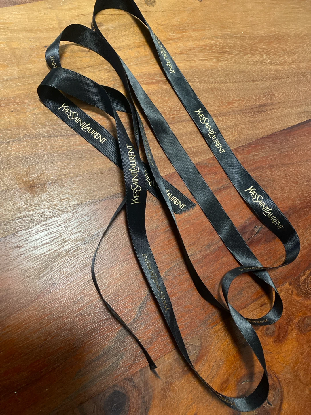 New (Unused) YVES SAINT LAURENT Black & Gold Ribbon- 65 Inches