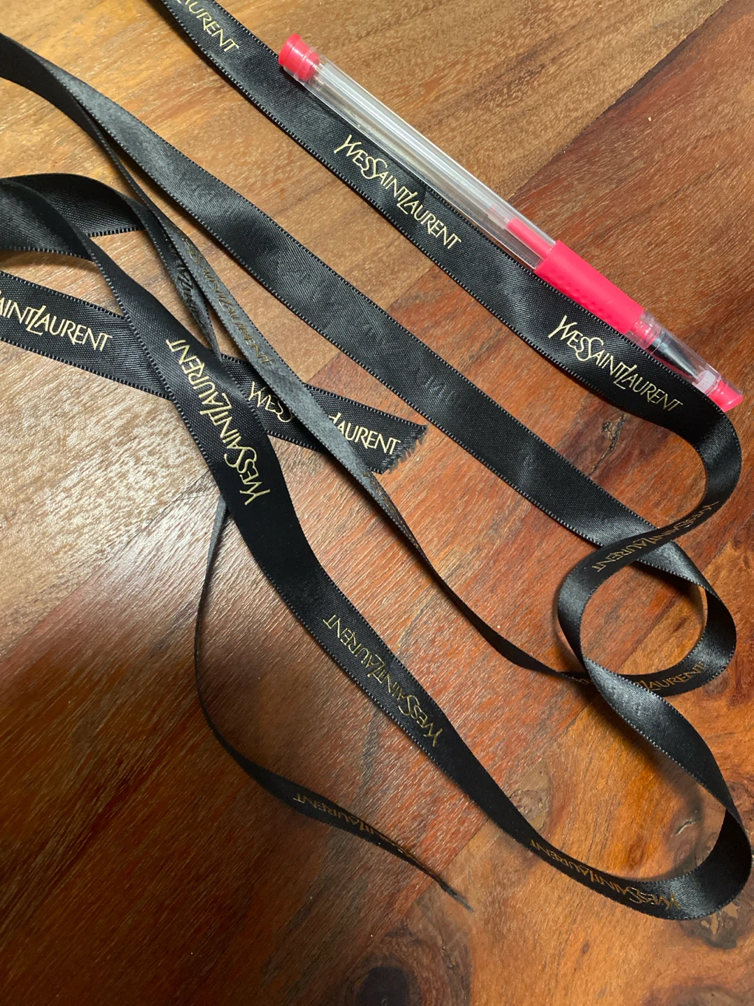 New (Unused) YVES SAINT LAURENT Black & Gold Ribbon- 65 Inches - photo 3