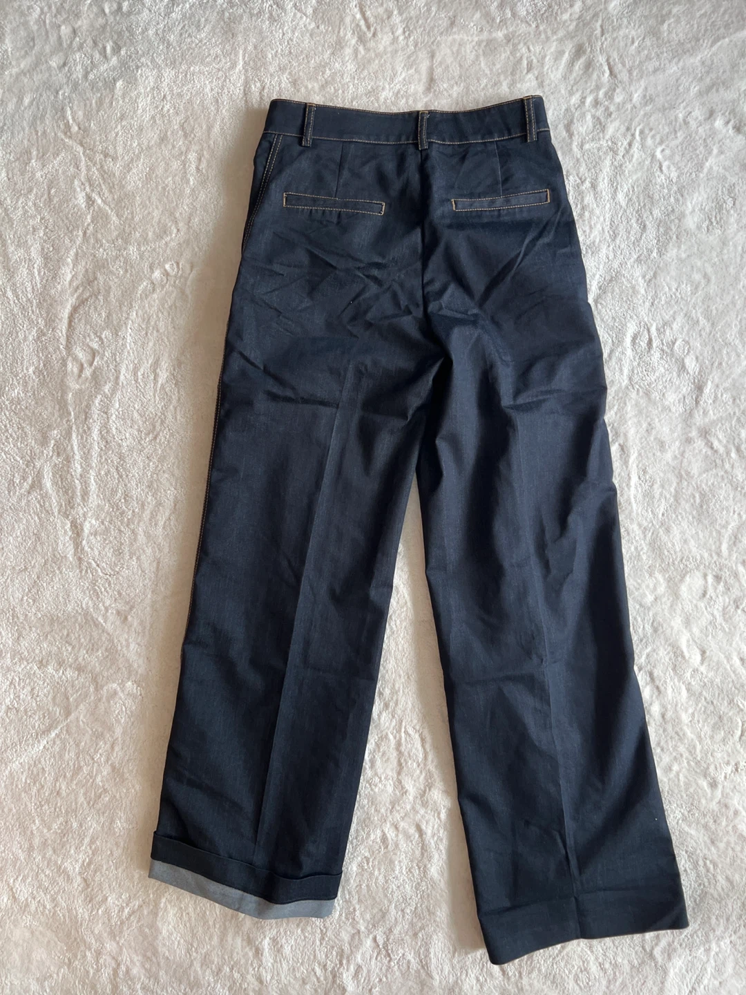 ZARA Dark Wash Denim Wide Leg Pants - photo 4