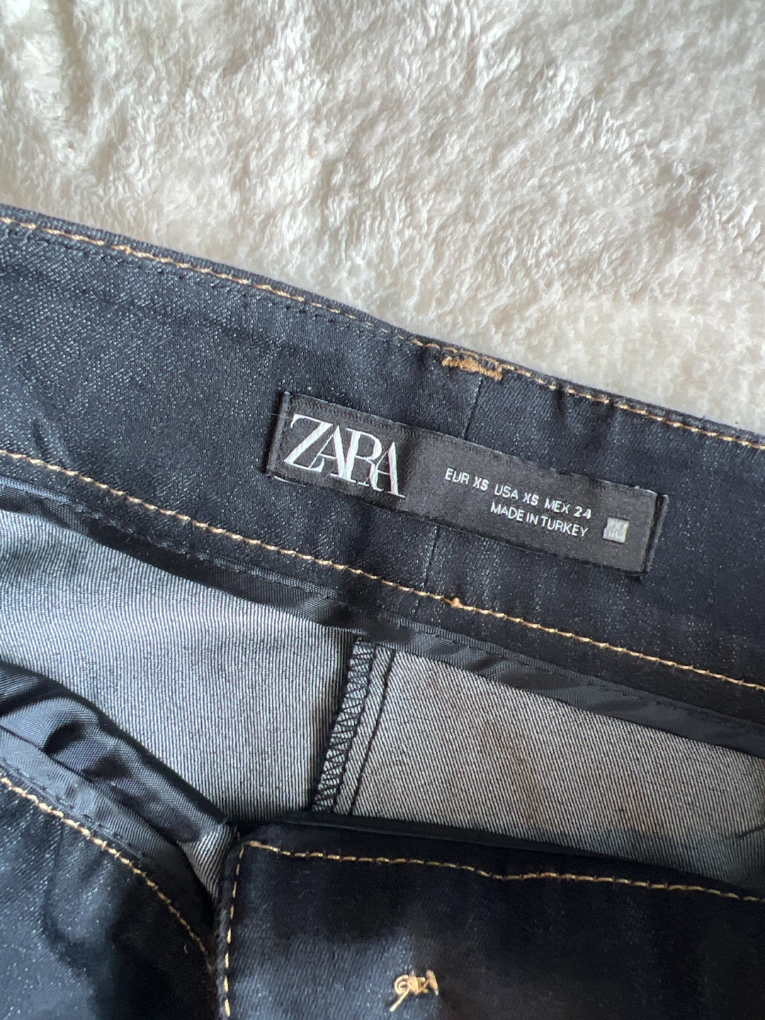 ZARA Dark Wash Denim Wide Leg Pants - photo 3