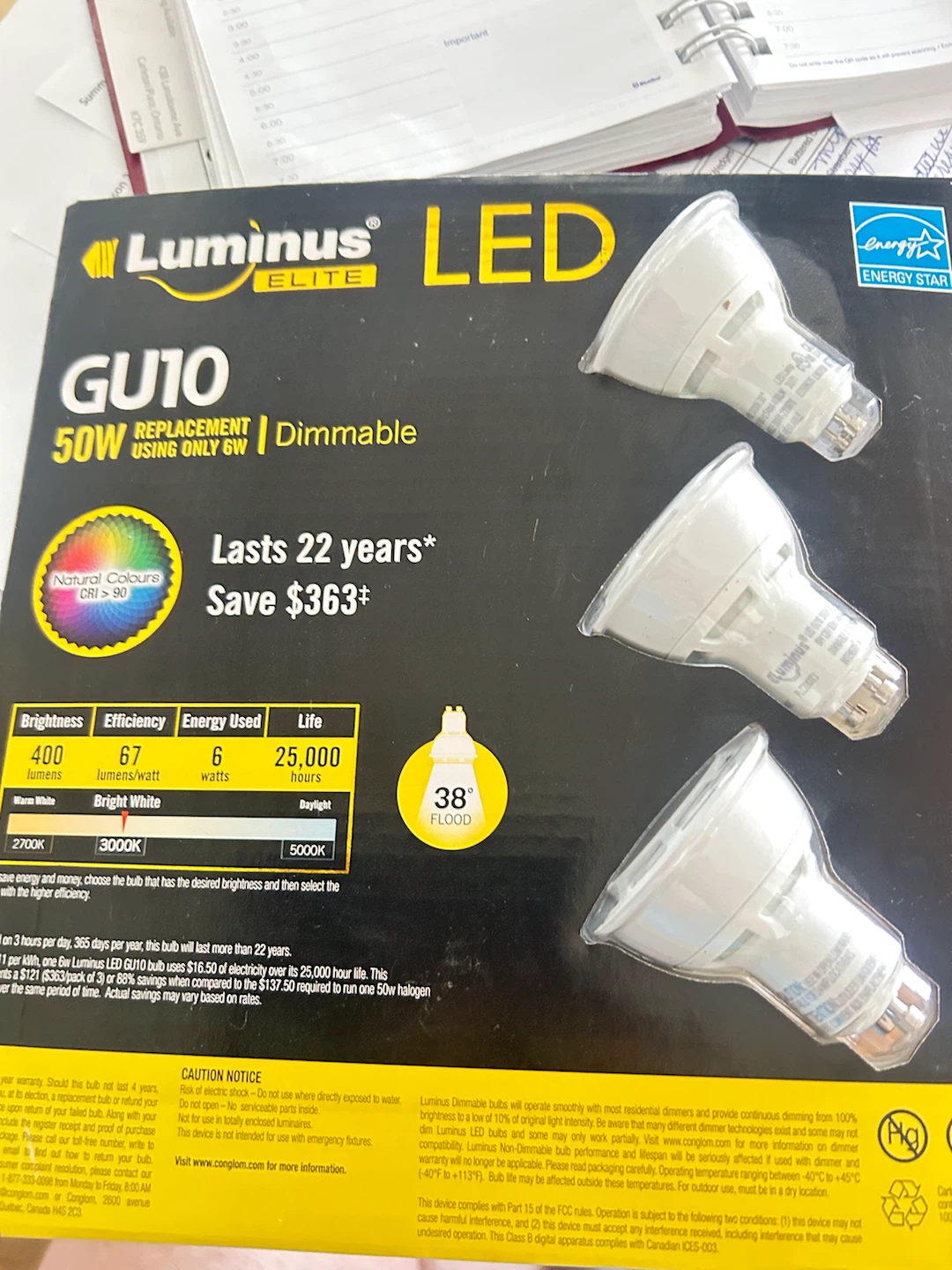 Luminus Elite GU10 LED Dimmable Flood Lights (3-Pack)