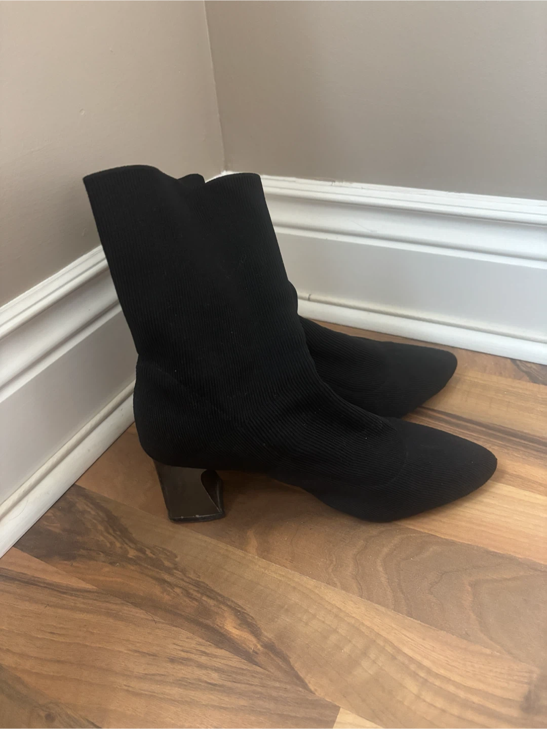Black Sock Booties with Block Heel - photo 2