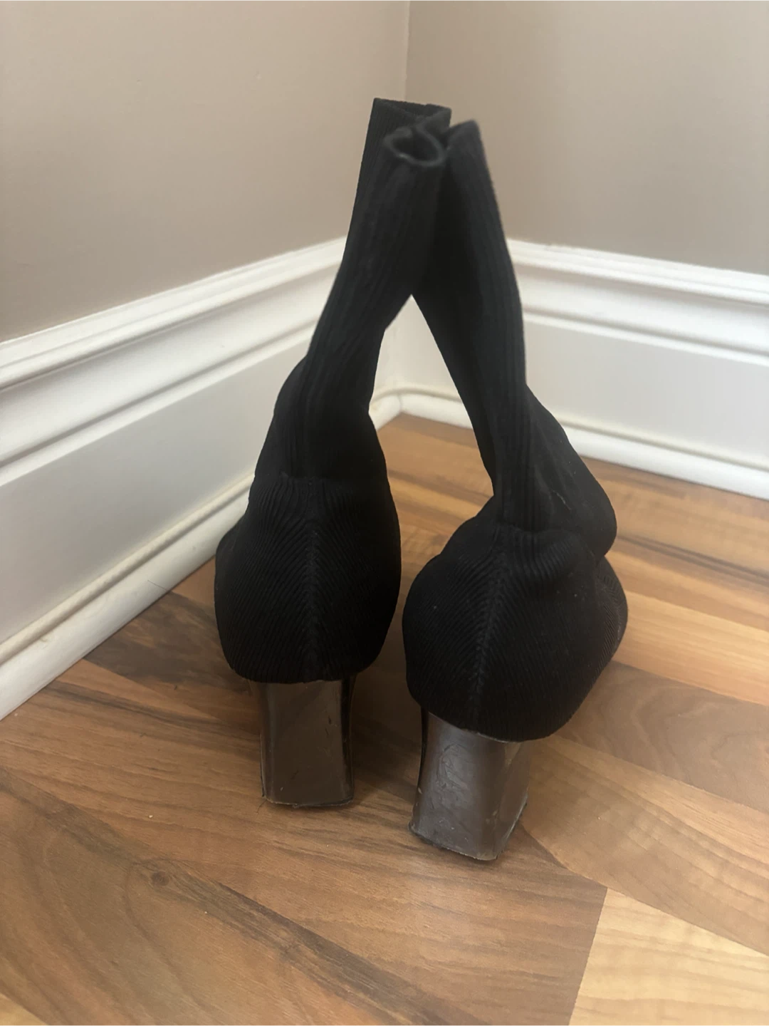 Black Sock Booties with Block Heel - photo 3