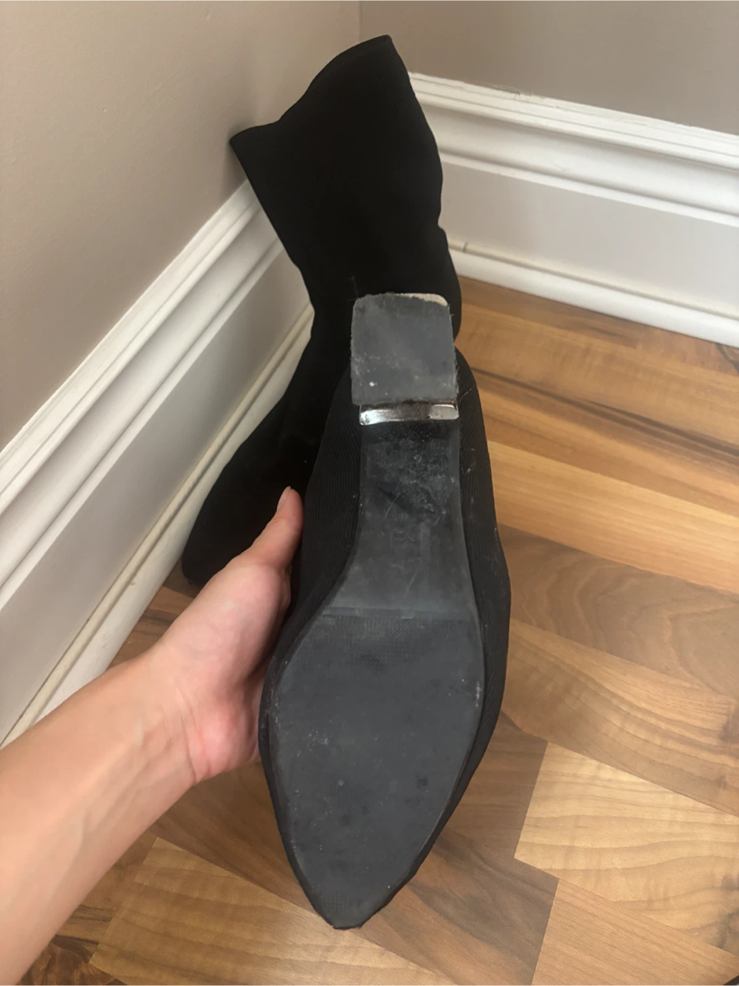 Black Sock Booties with Block Heel - photo 4