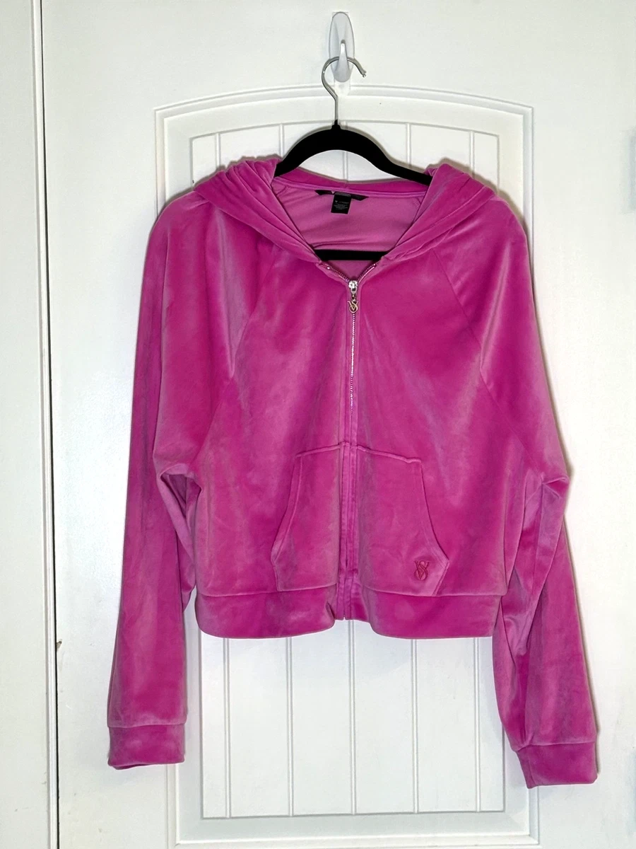 Victoria's Secret Pink Velour Zip-Up Hoodie- Medium
