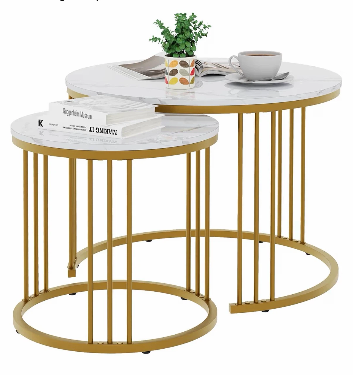 Set of 2 Round Nesting Coffee Tables - photo 2