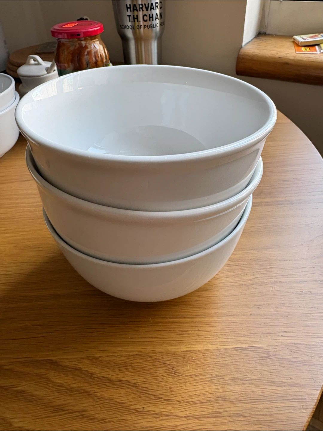 White Ceramic Bowls - Set of 3 - photo 2