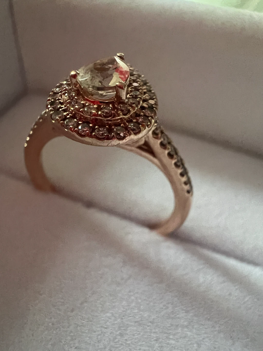 10K Rose Gold Pear Shape Halo Ring 0.25ctw - photo 2