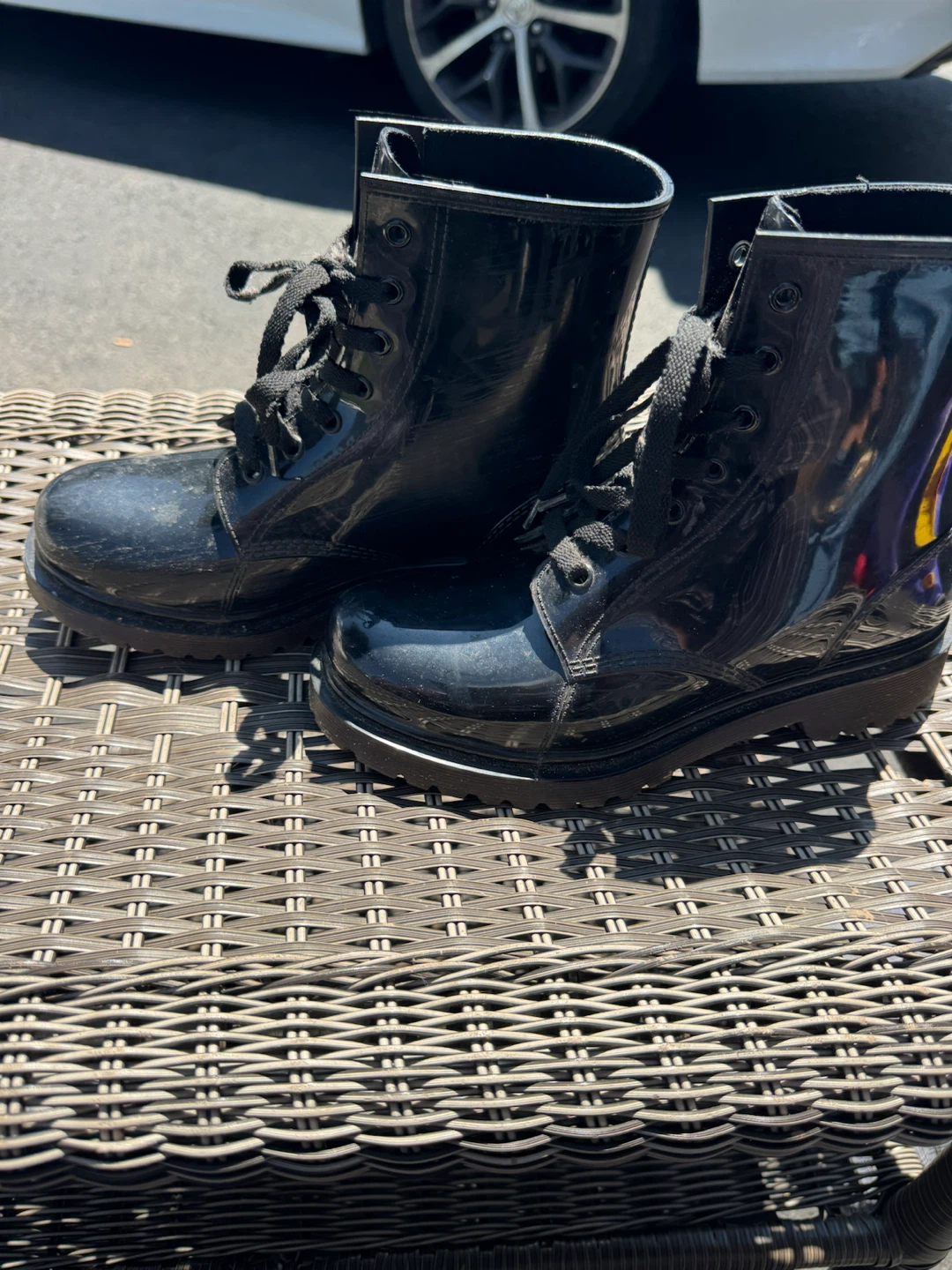 Black Patent Combat Boots
