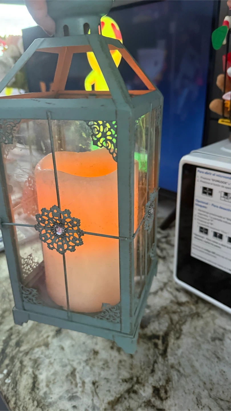 Teal Decorative Lantern with LED Candle - photo 3