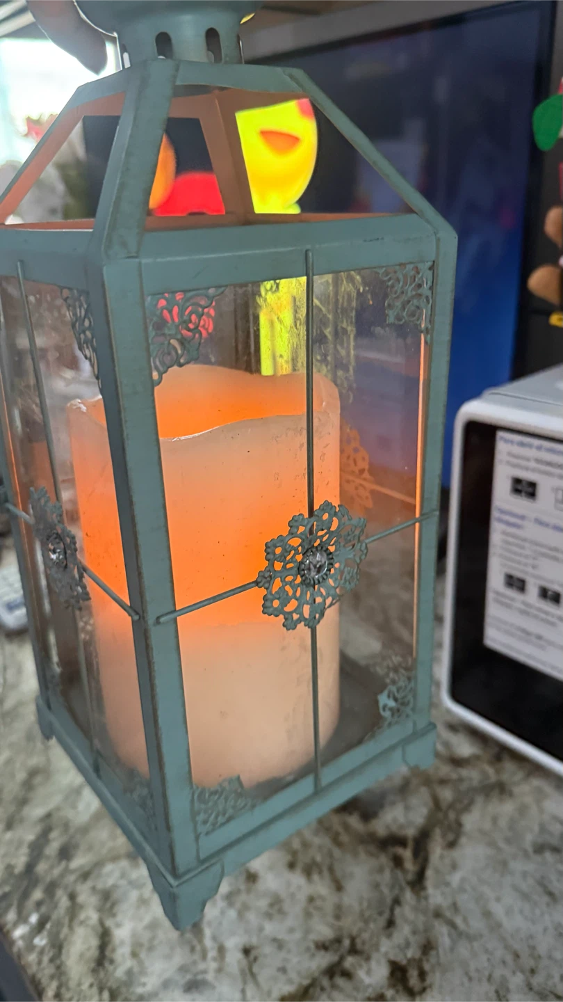 Teal Decorative Lantern with LED Candle - photo 4