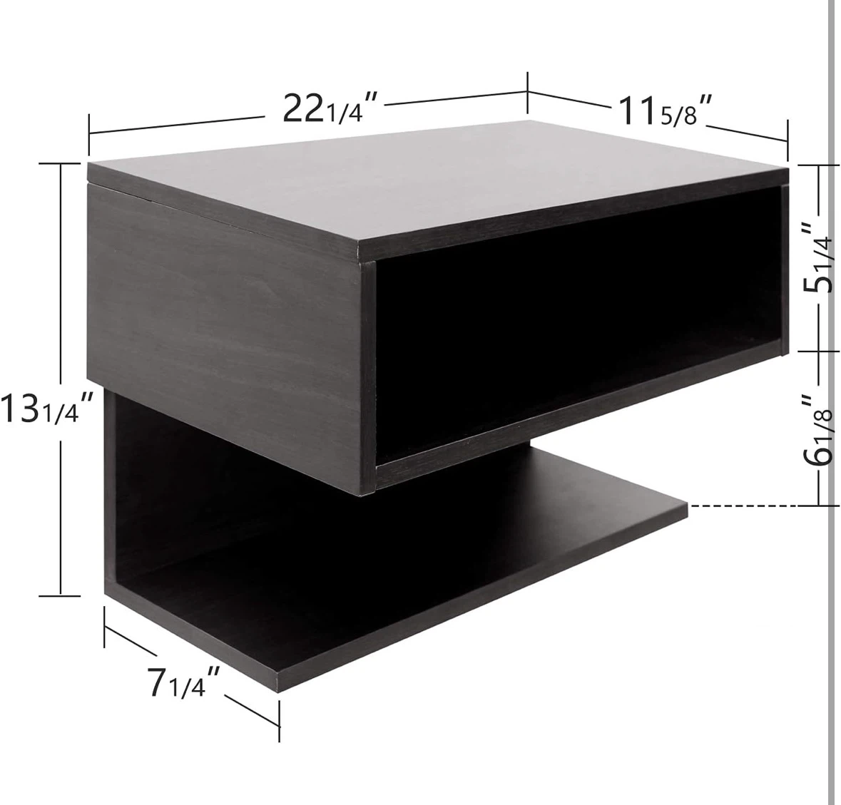 Brand new Welland Black Floating Nightstand with Shelves - photo 3
