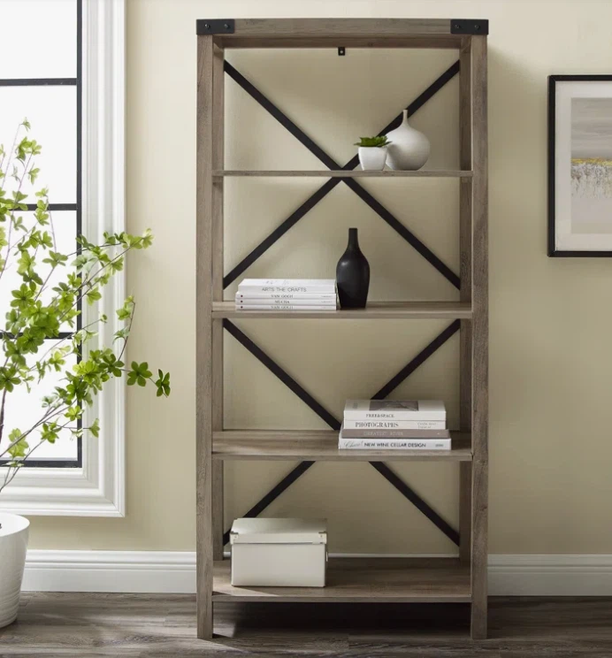 Farmhouse style 4-shelf bookcase