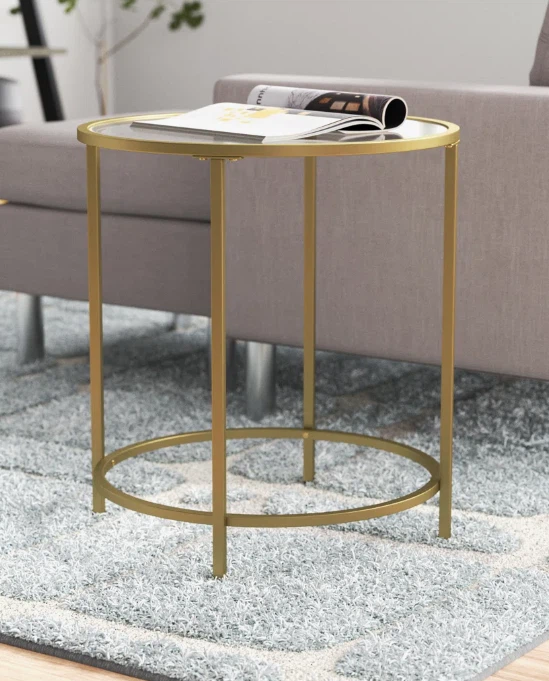 Gold & Glass Round End Tables (3 available)