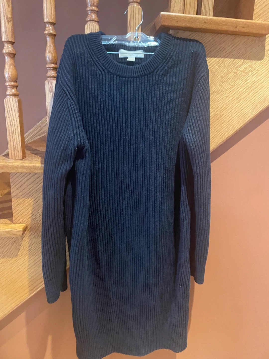 Michael Kors Black Ribbed Knit Dress Size L